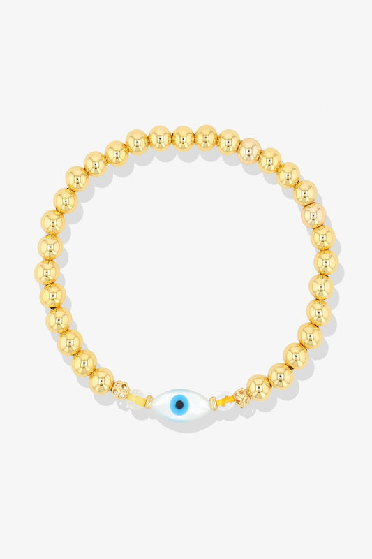 Gold Evil Eye Rose Quartz Bracelet - Eat.Read.Love.