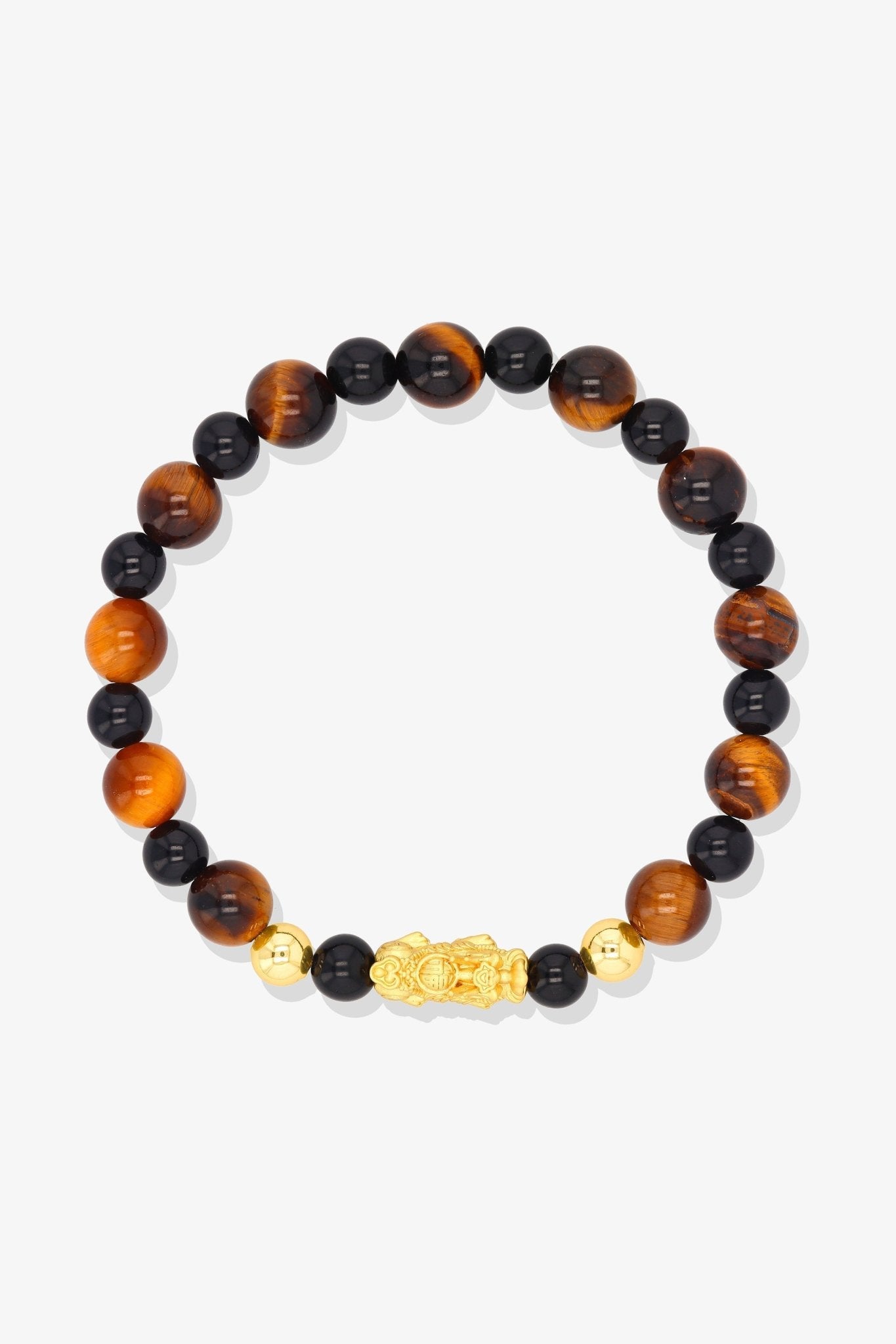 Grade A Amethyst and Black Obsidian Unlimited Protection 18K Gold Vermeil Pixiu Feng Shui Bracelet - Eat.Read.Love.