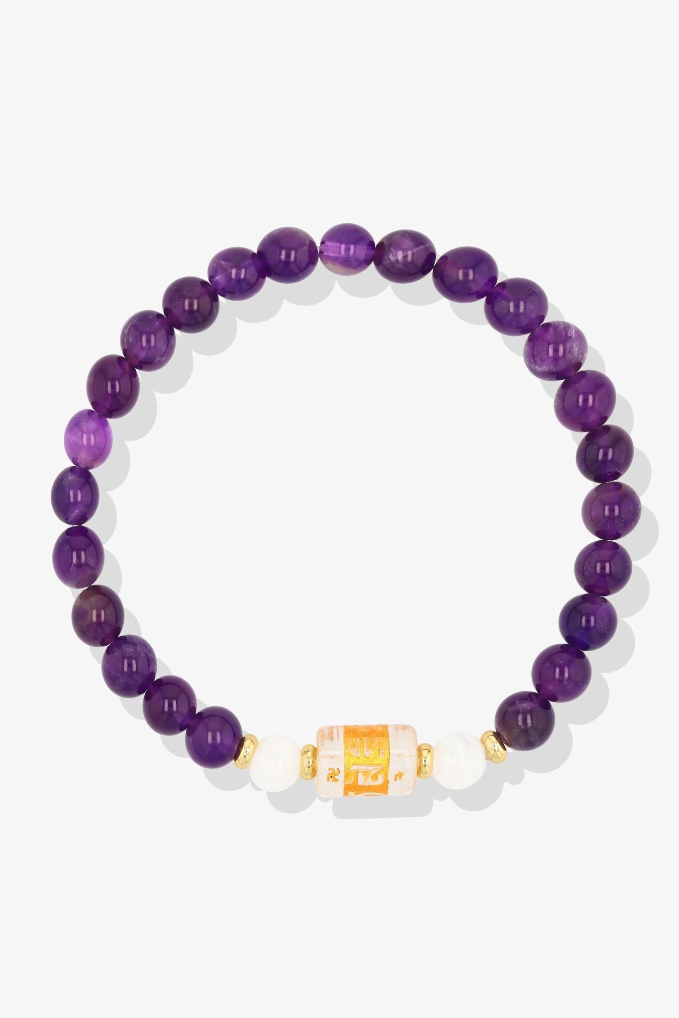 Grade A Amethyst and Moonstone Mantra Prayer Feng Shui Bracelet - Eat.Read.Love.