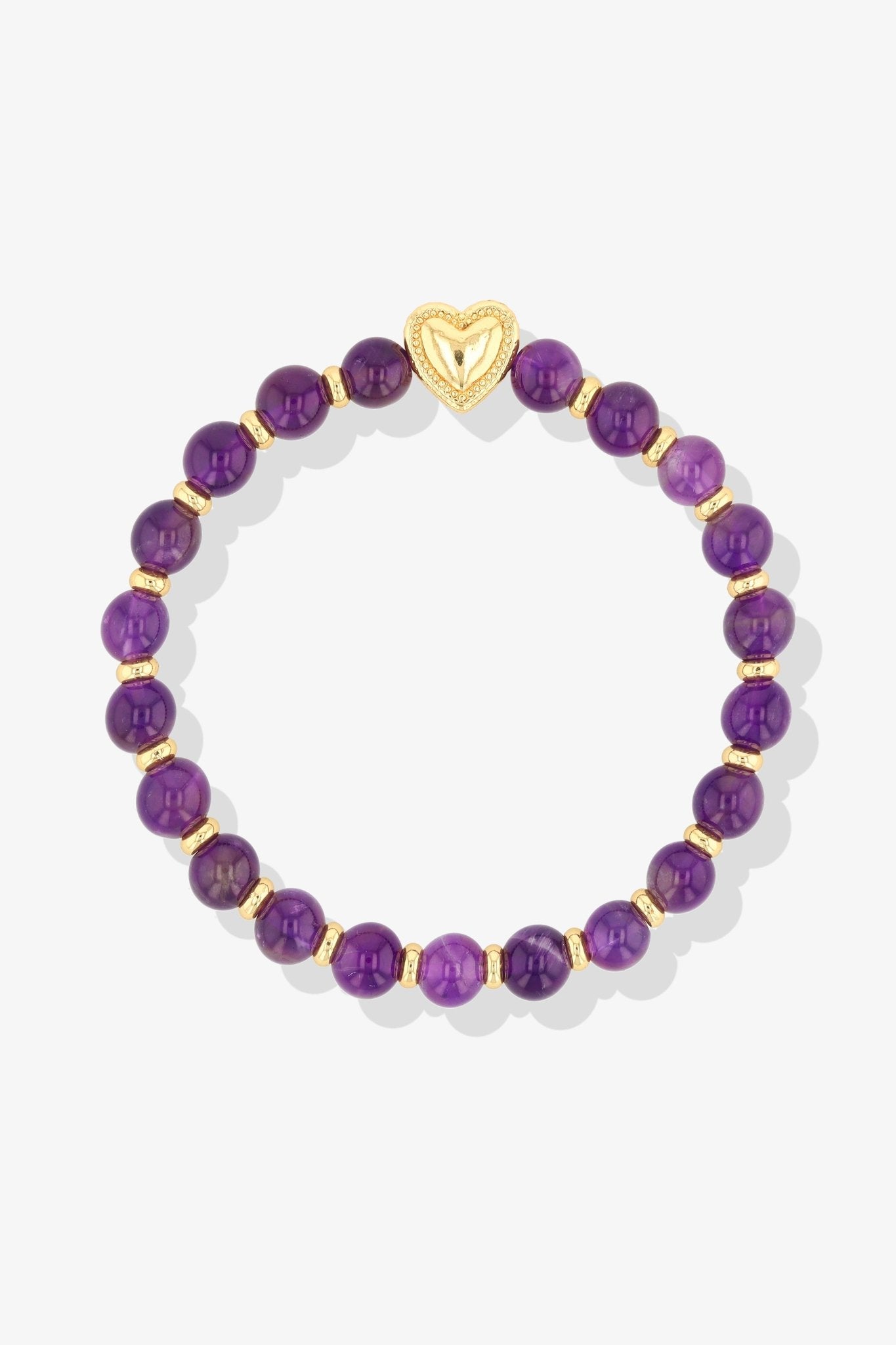 Grade A Amethyst Heartbeat of Gold Bracelet - Eat.Read.Love.