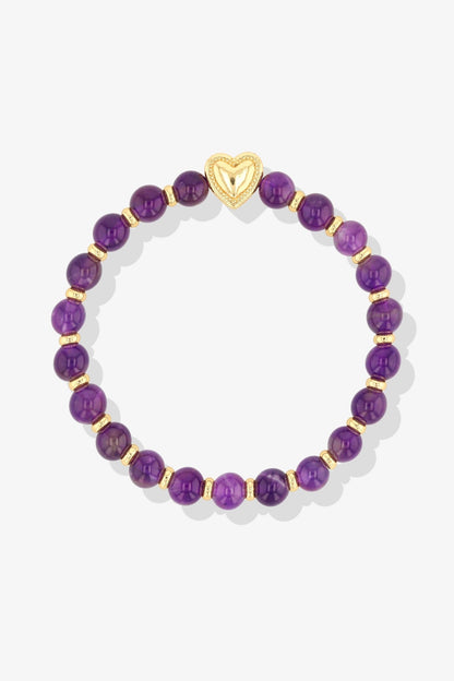 Grade A Amethyst Heartbeat of Gold Bracelet - Eat.Read.Love.