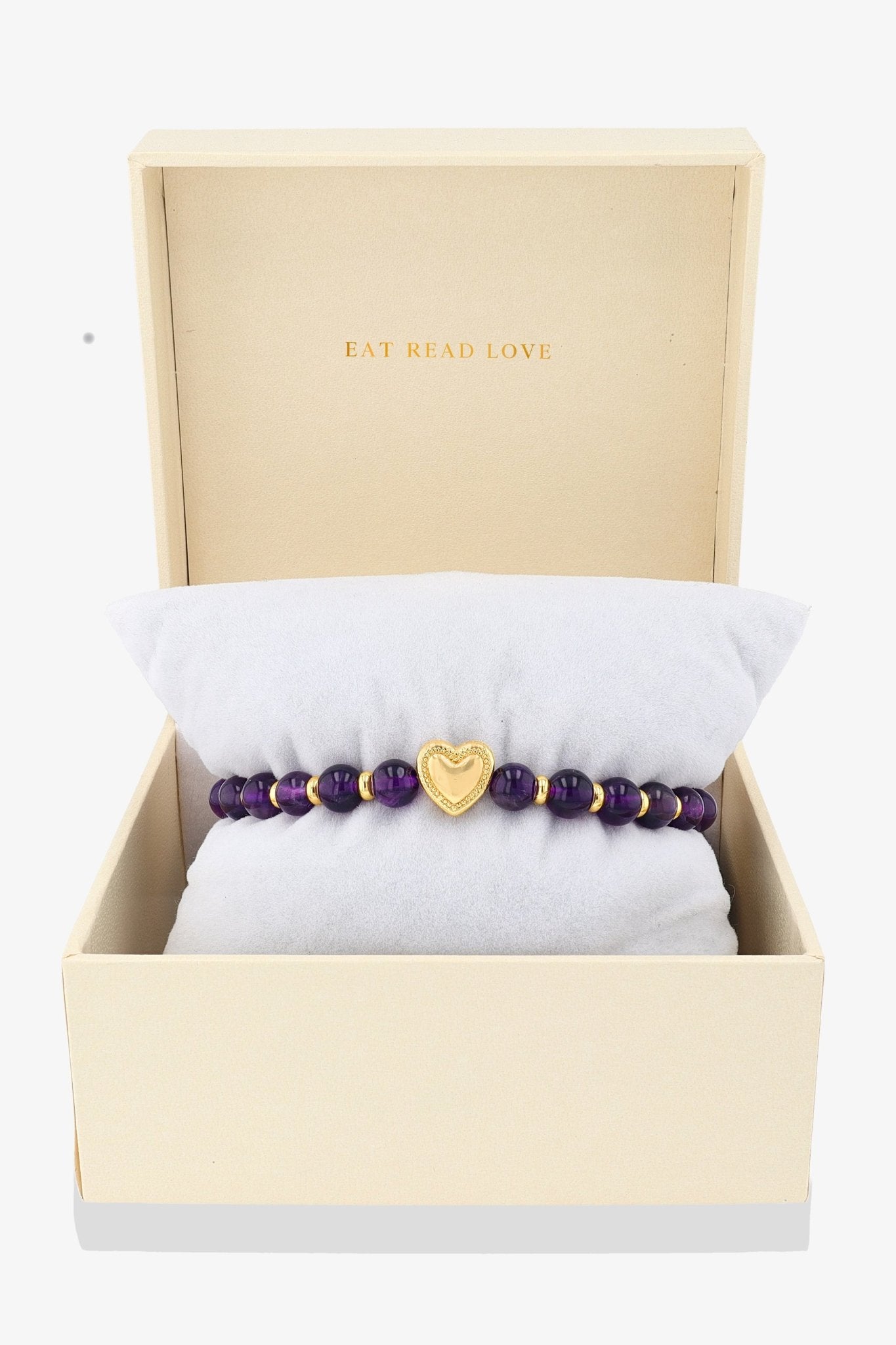 Grade A Amethyst Heartbeat of Gold Bracelet - Eat.Read.Love.