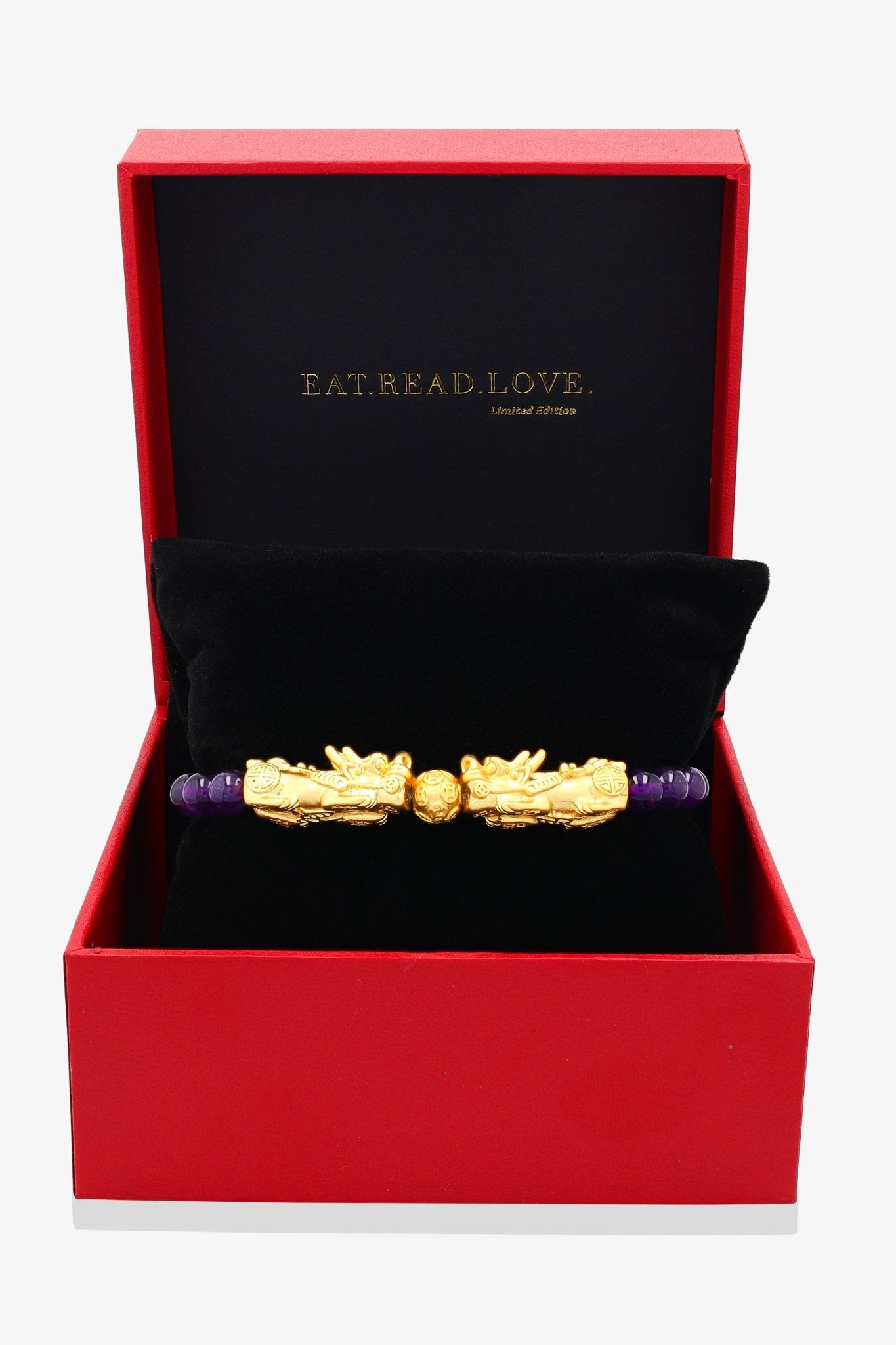 Grade A Amethyst Mega Money 18k Gold Vermeil Pixiu Feng Shui Bracelet - Eat.Read.Love.