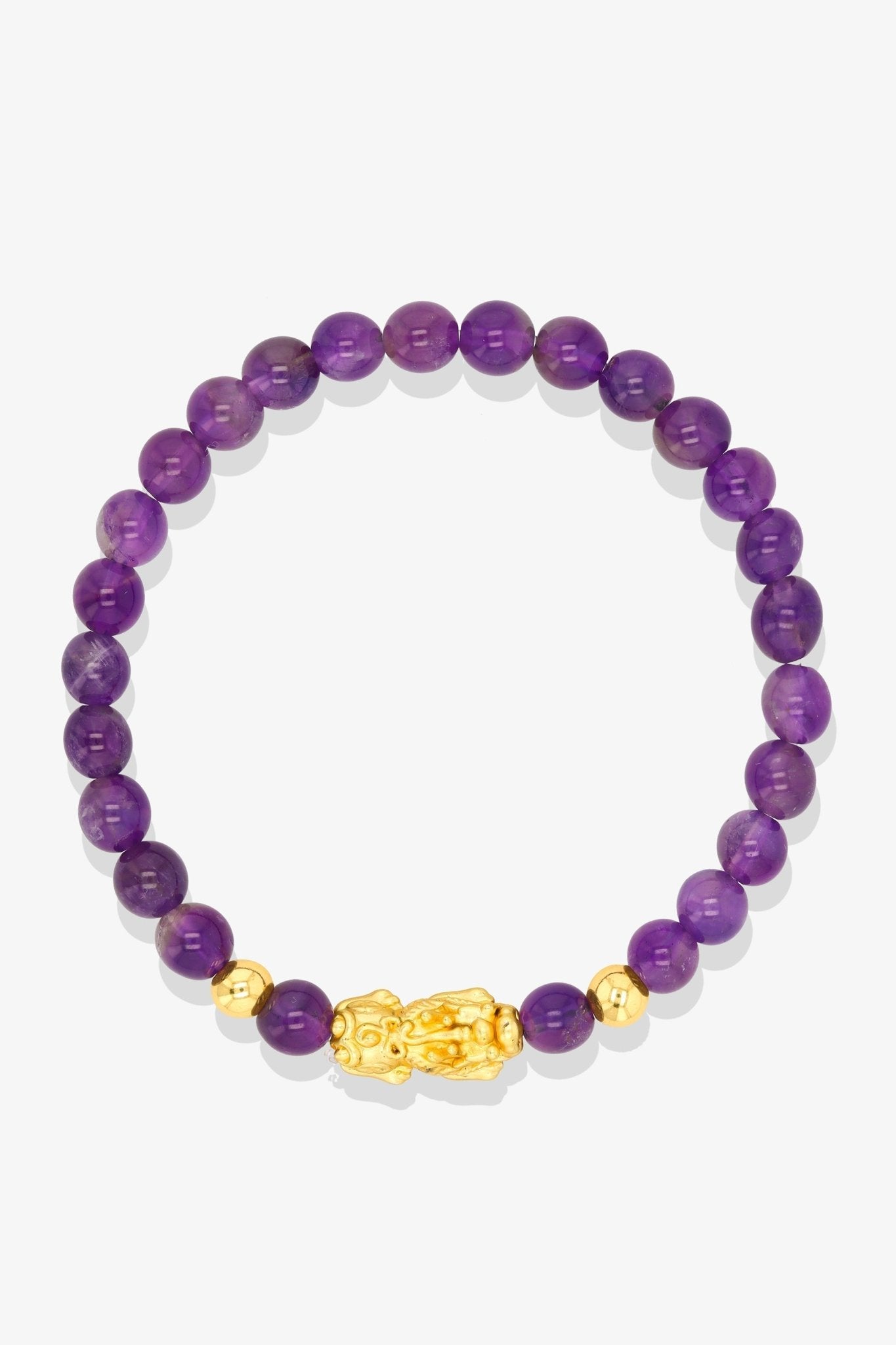 Grade AA Amethyst Unlimited Prosperity 18K Gold Vermeil Pixiu Feng Shui Bracelet - Eat.Read.Love.