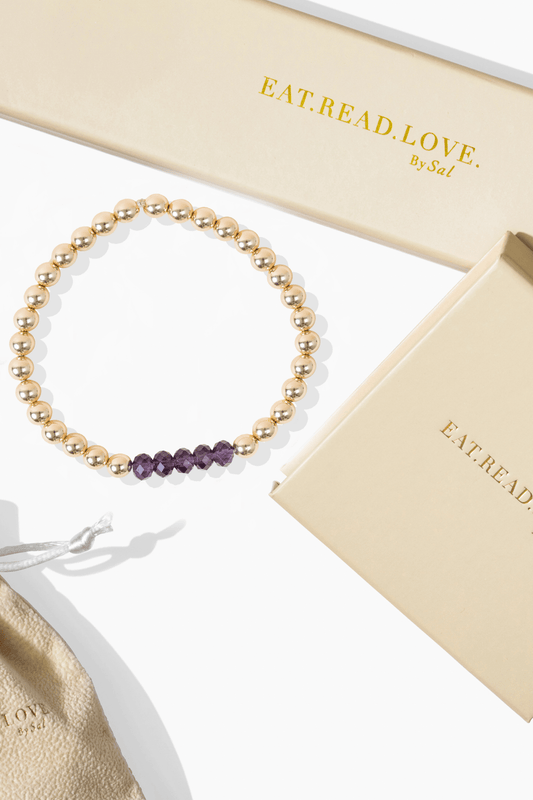 Grand Health Amethyst Bracelet With REAL Gold Beads - Eat.Read.Love.