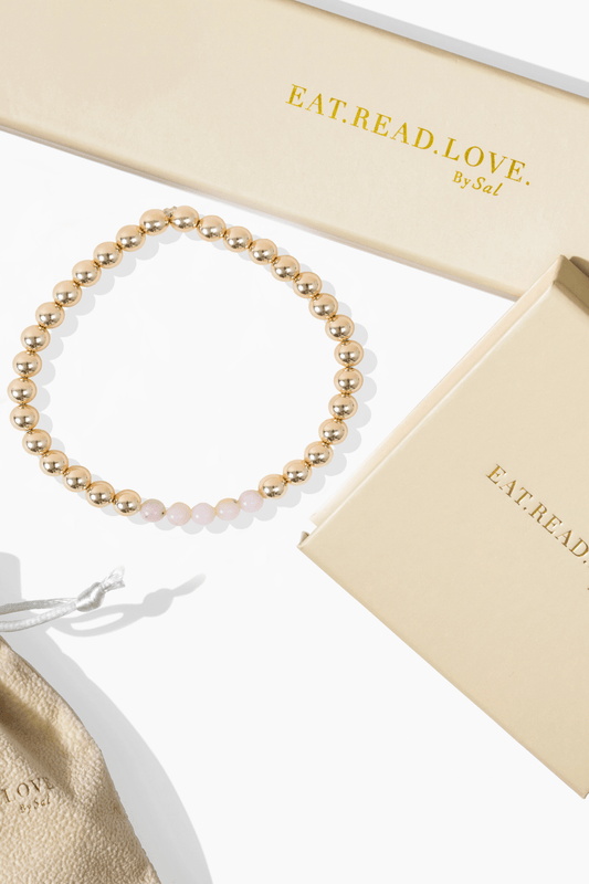 Grand Love Pink Opal Bracelet With REAL Gold Beads - Eat.Read.Love.