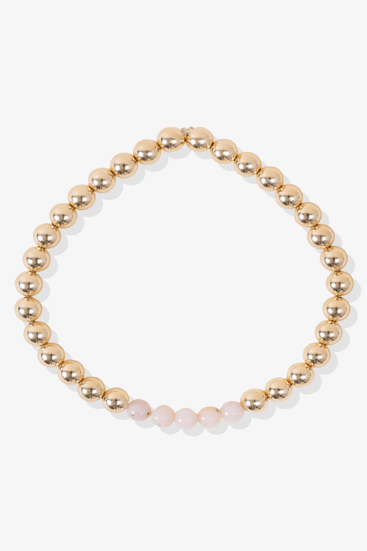 Grand Love Pink Opal Bracelet With REAL Gold Beads - Eat.Read.Love.