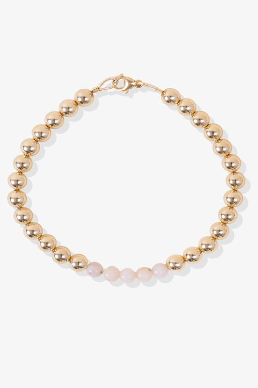 Grand Love Pink Opal Bracelet With REAL Gold Beads - Eat.Read.Love.