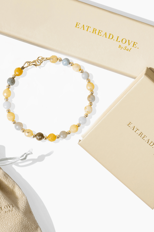Great Abundance Jade & Yellow Jade Faceted Crystal Bracelet With Gold Vermeil Beads - Eat.Read.Love.