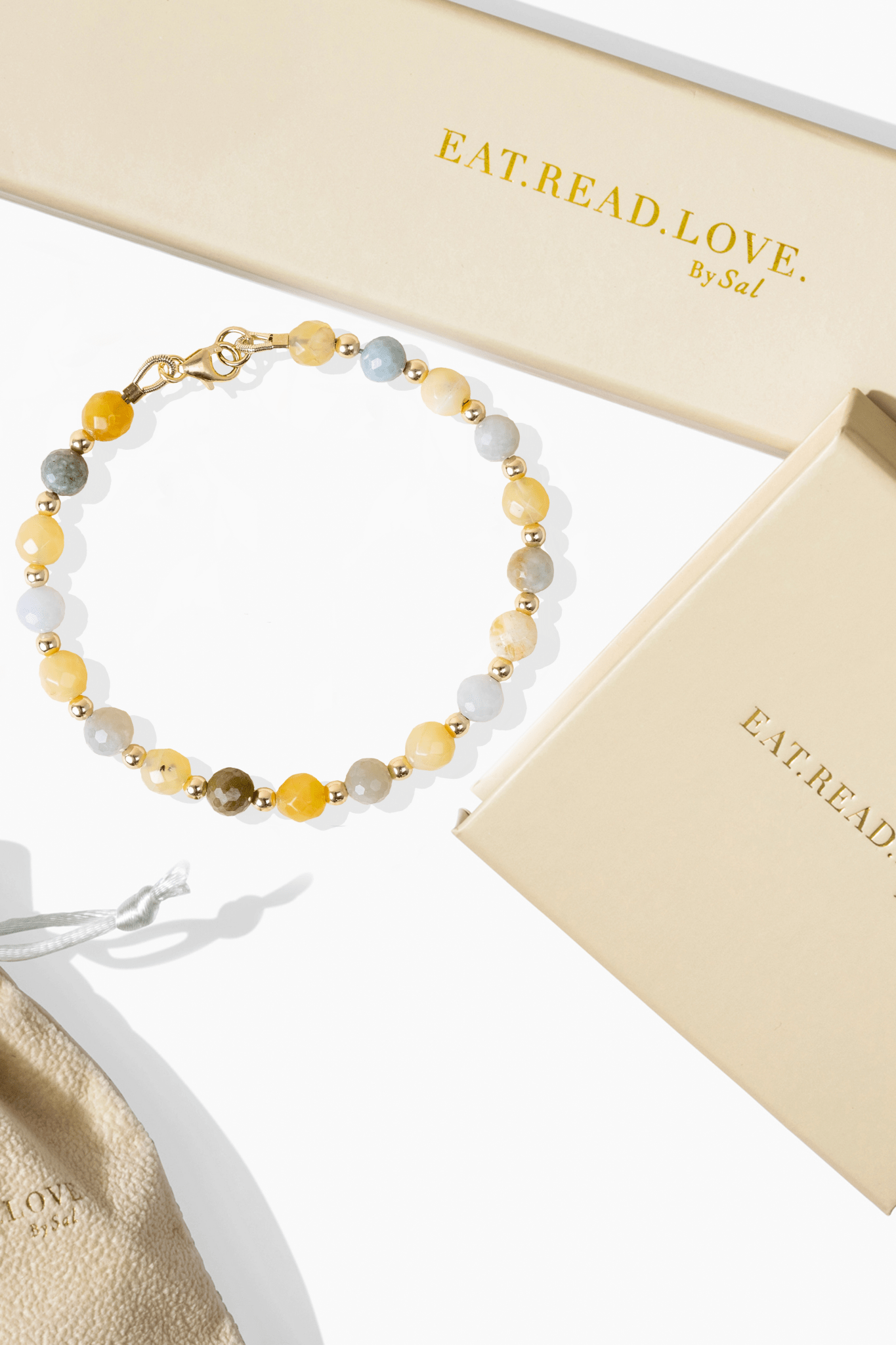 Great Abundance Jade & Yellow Jade Faceted Crystal Bracelet With Gold Vermeil Beads - Eat.Read.Love.