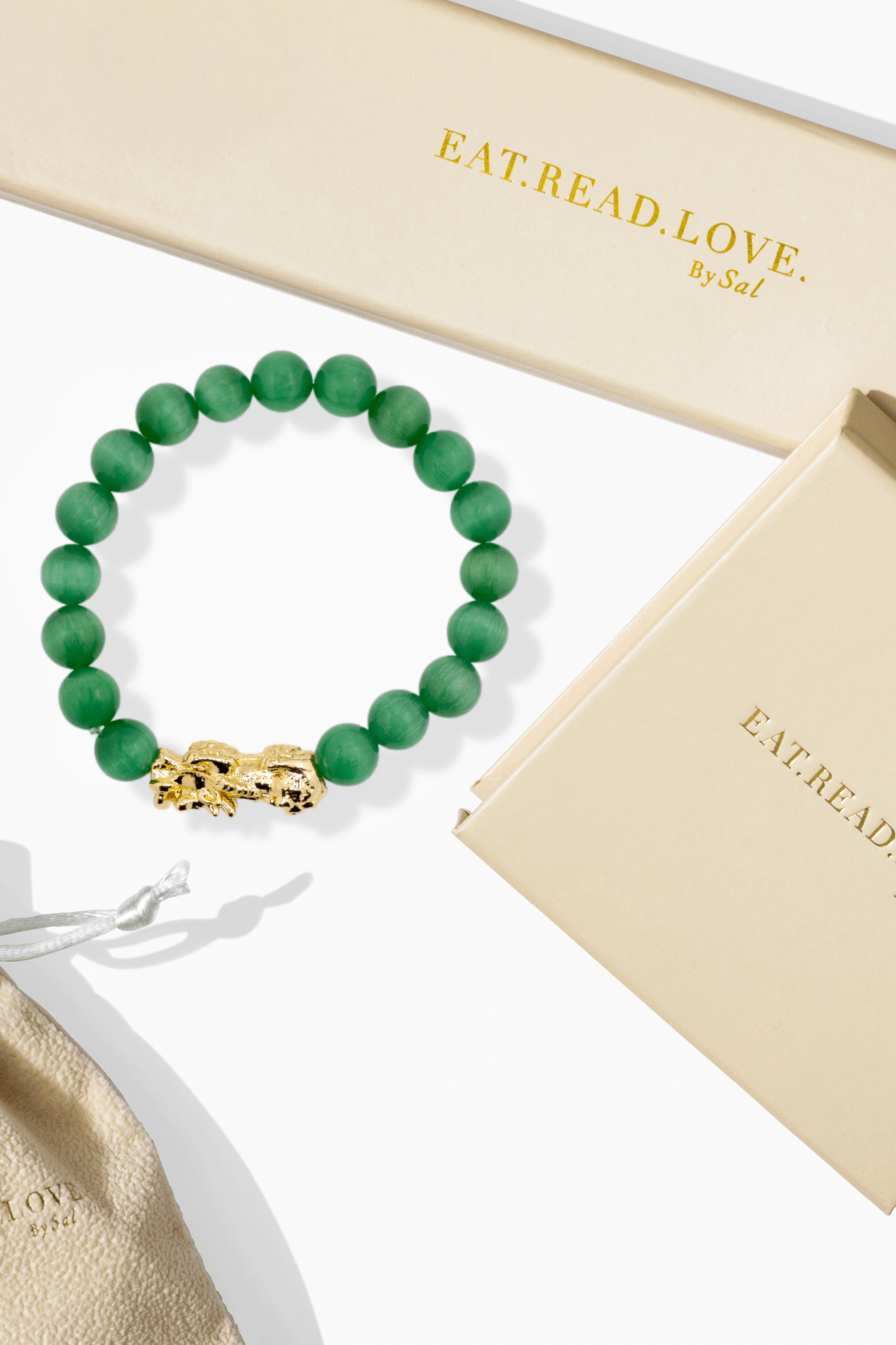 Green Cats Eye Pixiu Feng Shui Bracelet - Eat.Read.Love.