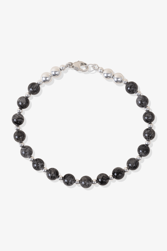 Grounding - Black Rutilitated Quartz Sterling Silver Bracelet - Eat.Read.Love.