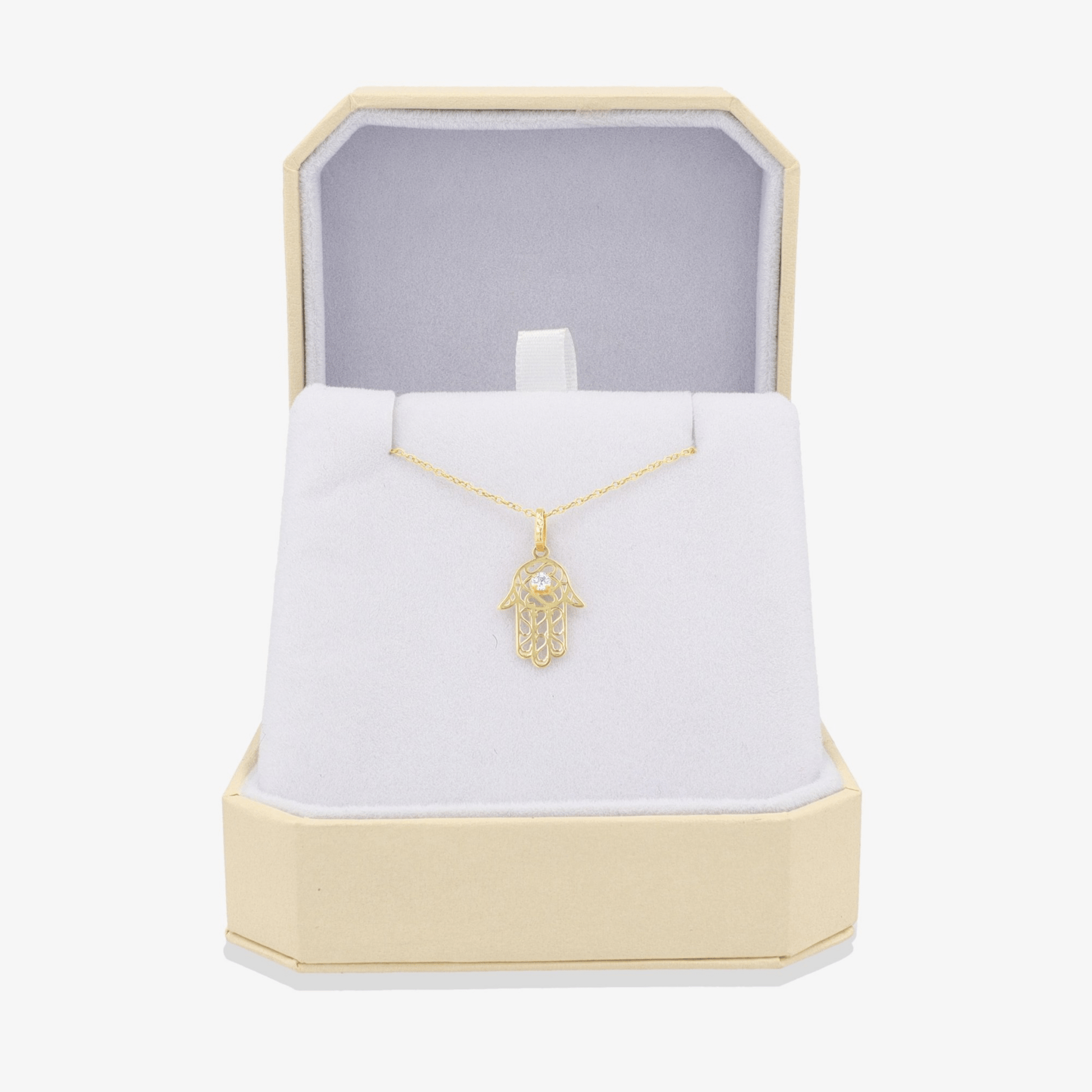 Hamsa Diamond Pendant 14k REAL Gold - Eat.Read.Love.