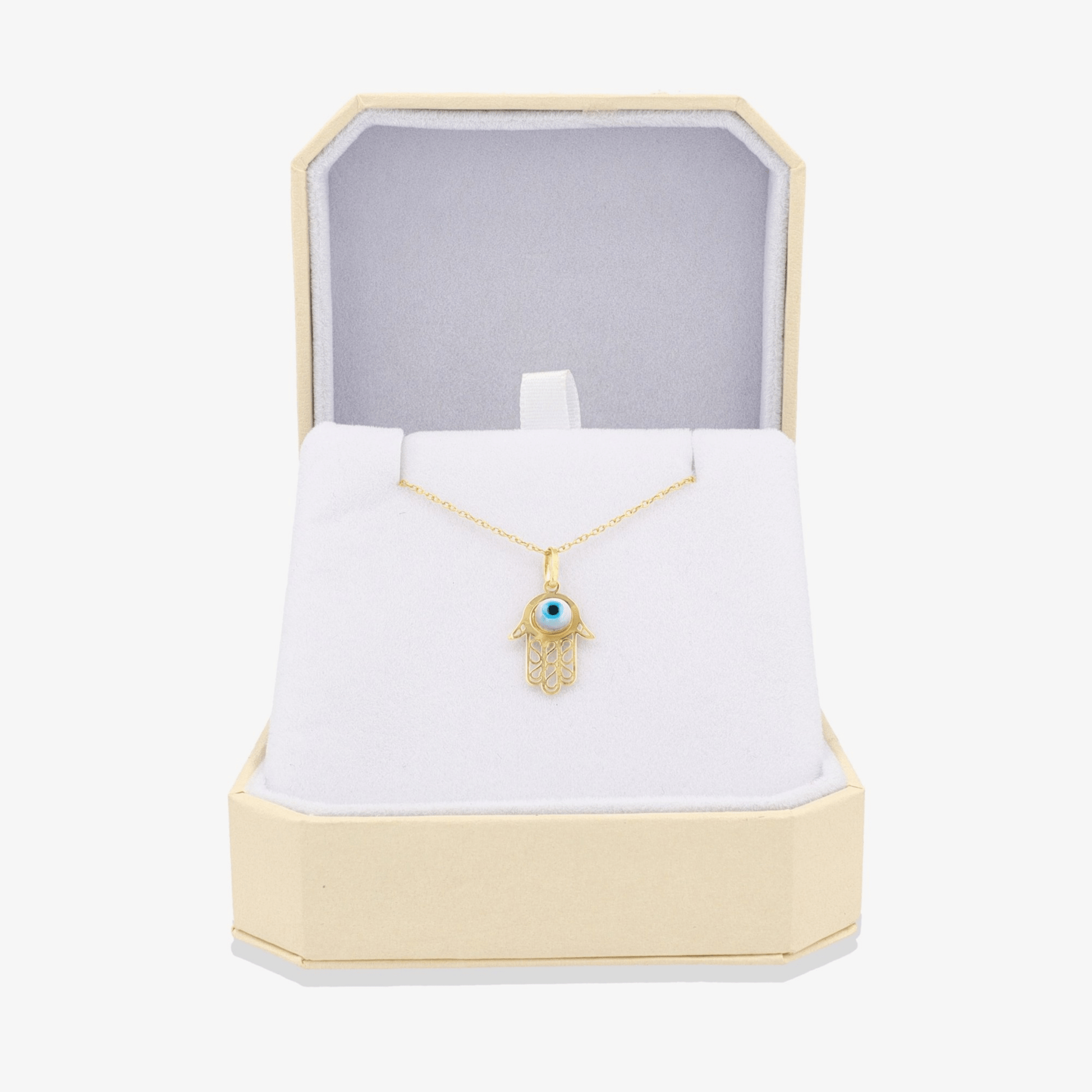 Hamsa Evil Eye Pendant 14k REAL Gold - Eat.Read.Love.