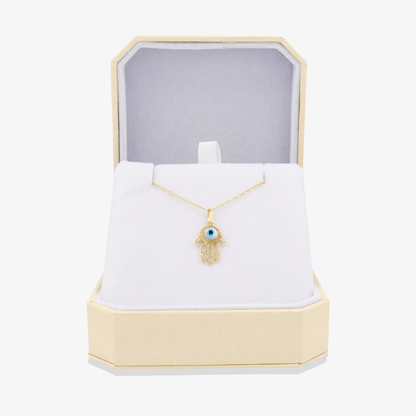 Hamsa Evil Eye Pendant 14k REAL Gold - Eat.Read.Love.