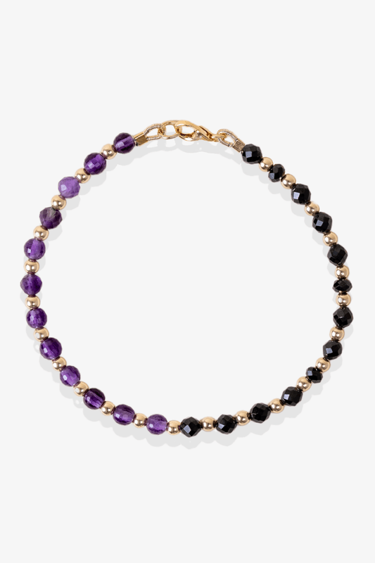 Healing and Protection - Amethyst and Black Spinel Intention Bracelet - Eat.Read.Love.