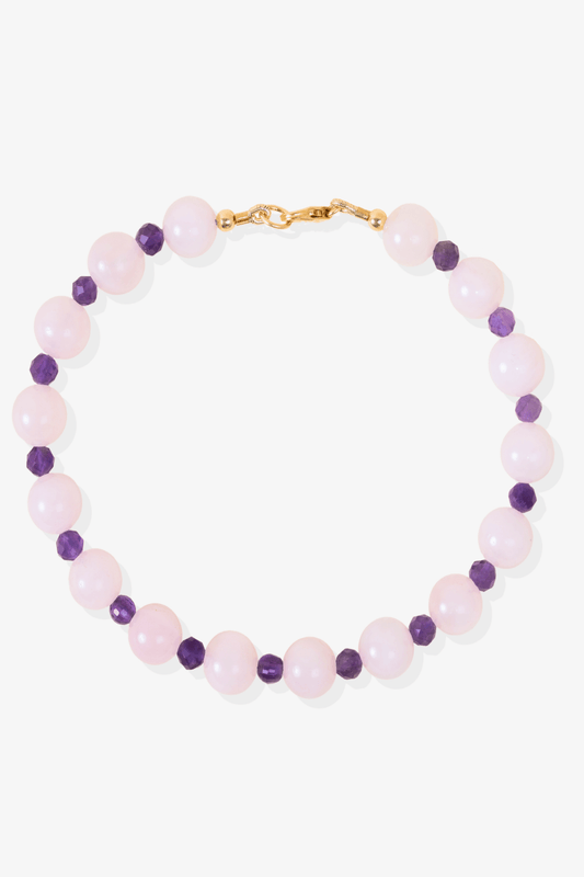 Healing - Rose Quartz and Amethyst Gold Vermeil Bracelet - Eat.Read.Love.