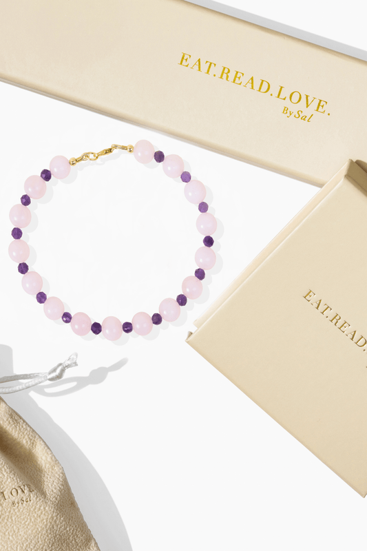 Healing - Rose Quartz and Amethyst Gold Vermeil Bracelet - Eat.Read.Love.