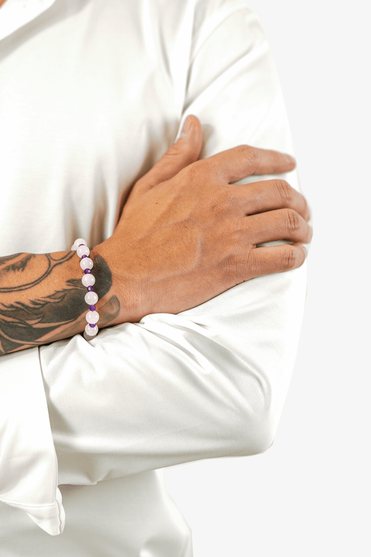 Healing - Rose Quartz and Amethyst Gold Vermeil Bracelet - Eat.Read.Love.