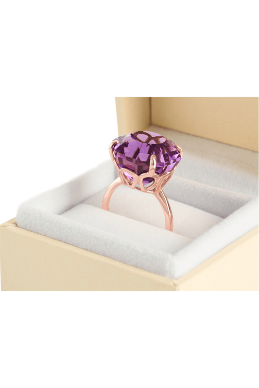 High Quality Amethyst 14k Rose Gold Ring Size 7 - Eat.Read.Love.