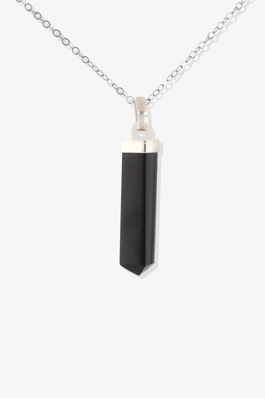 High Quality Black Tourmaline Sterling Silver Necklace - Eat.Read.Love.