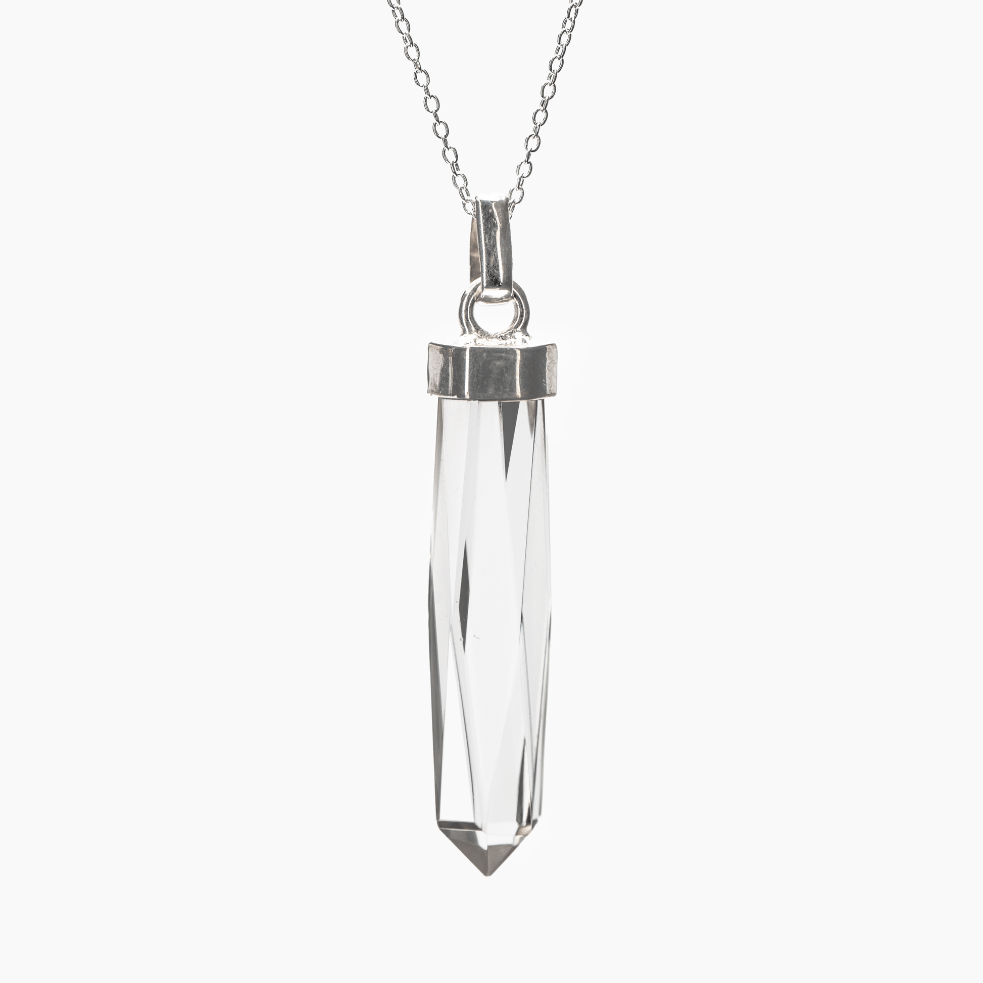 High Quality Clear Quartz Sterling Silver Necklace - Eat.Read.Love.