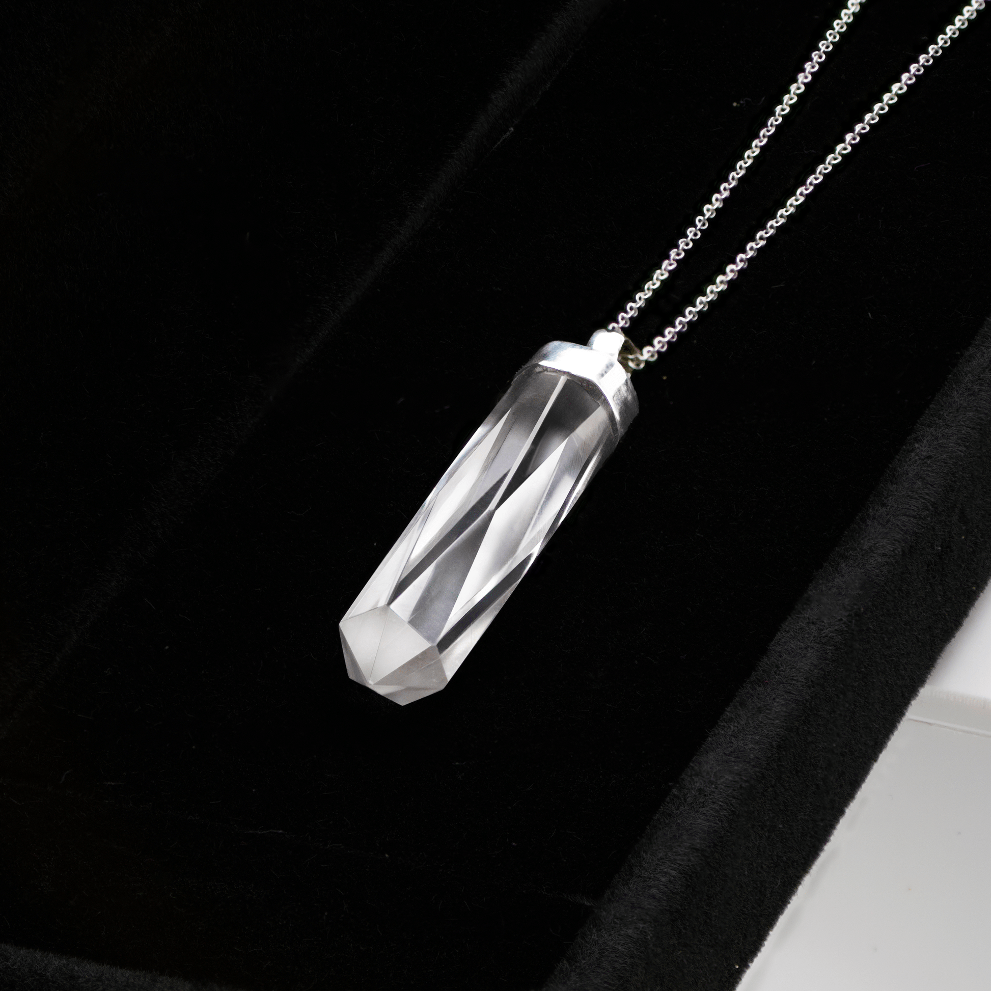 High Quality Clear Quartz Sterling Silver Necklace - Eat.Read.Love.