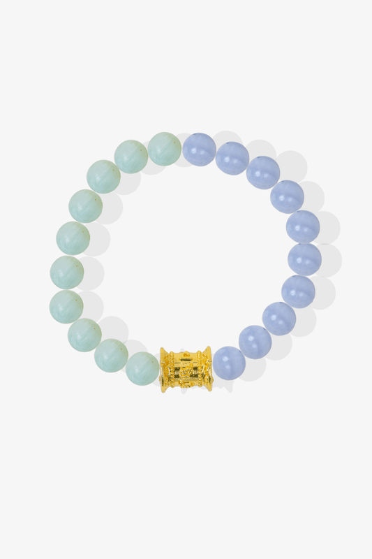 High Quality Larimar & Angelite Mantra Scroll Feng Shui Bracelet - Eat.Read.Love.