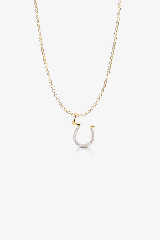 Horseshoe Pendant Real Yellow Gold With Diamond - Eat.Read.Love.