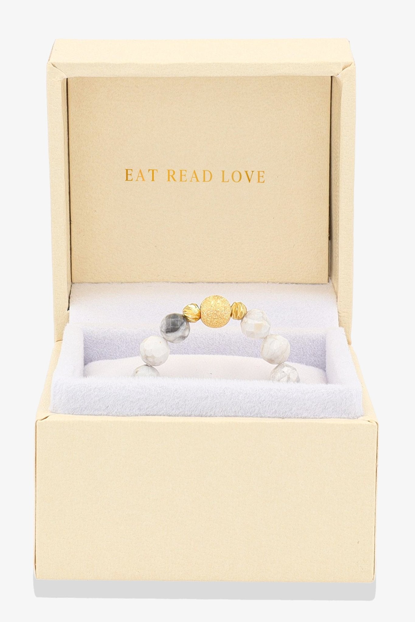 Howlite Gold Vermeil Stretch Ring - Patience - Eat.Read.Love.