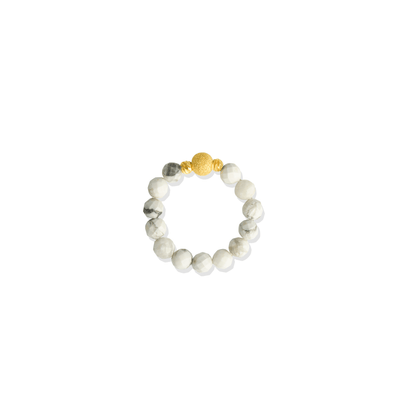 Howlite Gold Vermeil Stretch Ring - Patience - Eat.Read.Love.