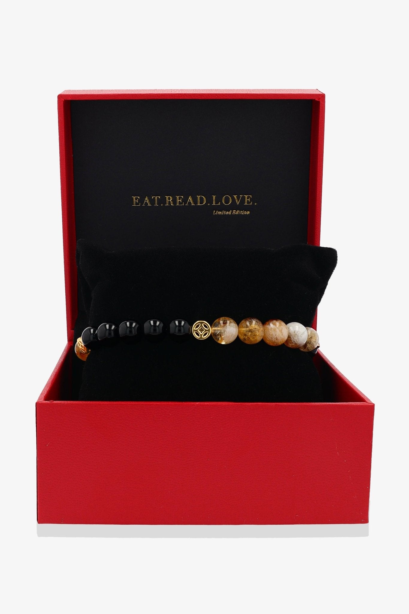 Infinite Coin Black Obsidian and Citrine Feng Shui Bracelet - Eat.Read.Love.