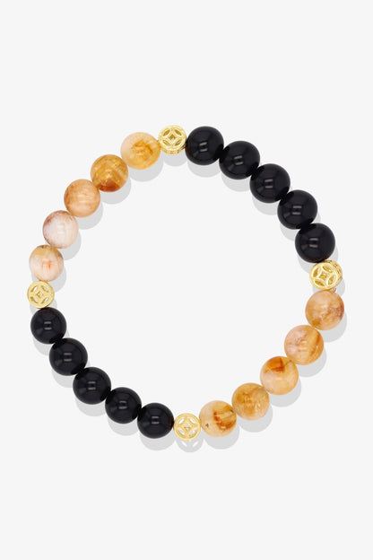 Infinite Coin Black Obsidian and Citrine Feng Shui Bracelet - Eat.Read.Love.