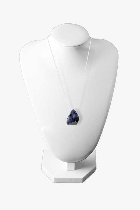 Iolite Drilled Freeform Rare Sterling Silver Necklace - Eat.Read.Love.