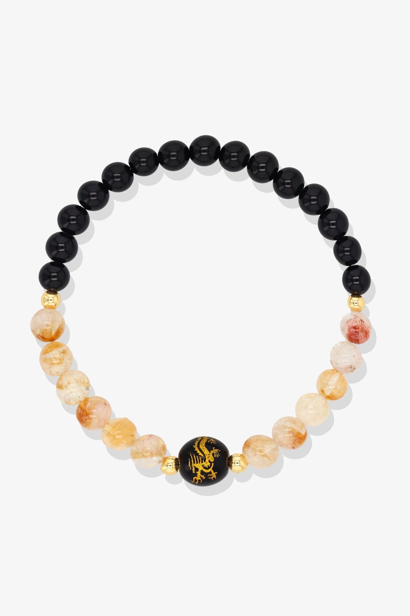 Jade and Black Obsidian Lucky Dragon Feng Shui Bracelet REAL Gold - Abundance - Eat.Read.Love.