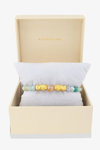 Jade Wealth 18k Gold Vermeil Double Fortune Pixiu Feng Shui Bracelet - Eat.Read.Love.