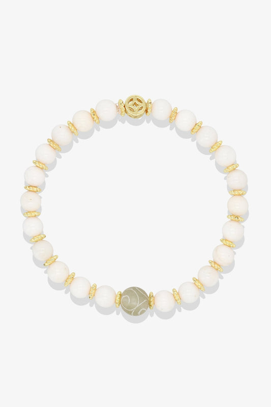 Jade with Gold Lucky Coin and White Jade charm Bracelet - Eat.Read.Love.