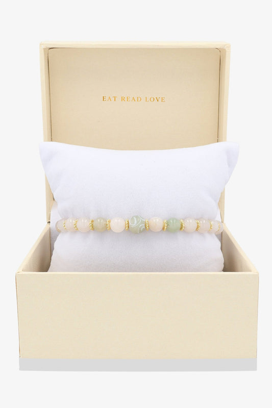 Jade with Gold Lucky Coin and White Jade charm Bracelet - Eat.Read.Love.