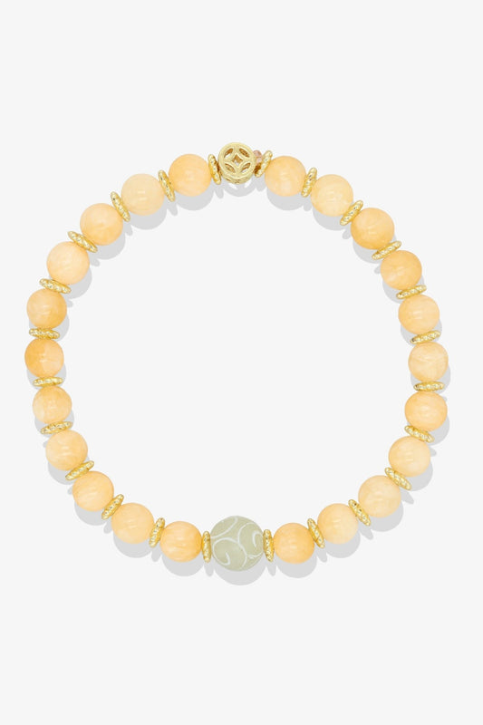 Jade with Gold Lucky Coin and White Jade charm Bracelet - Eat.Read.Love.