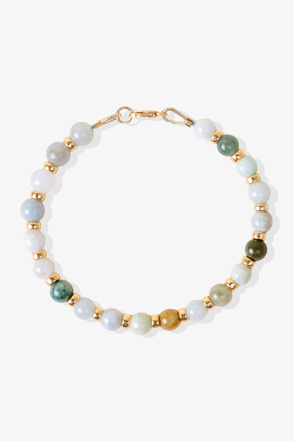 Wealth Wristlet Burmese Jade Crystal Bracelet With Roundel Gold Vermeil