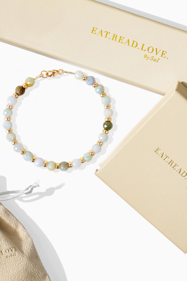 Endless Prosperity Faceted Jade Crystal Bracelet With Roundel Gold Vermeil