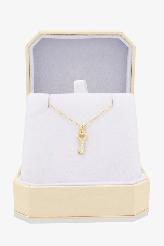 Key Heart Pendant Necklace 14k REAL Gold - Eat.Read.Love.