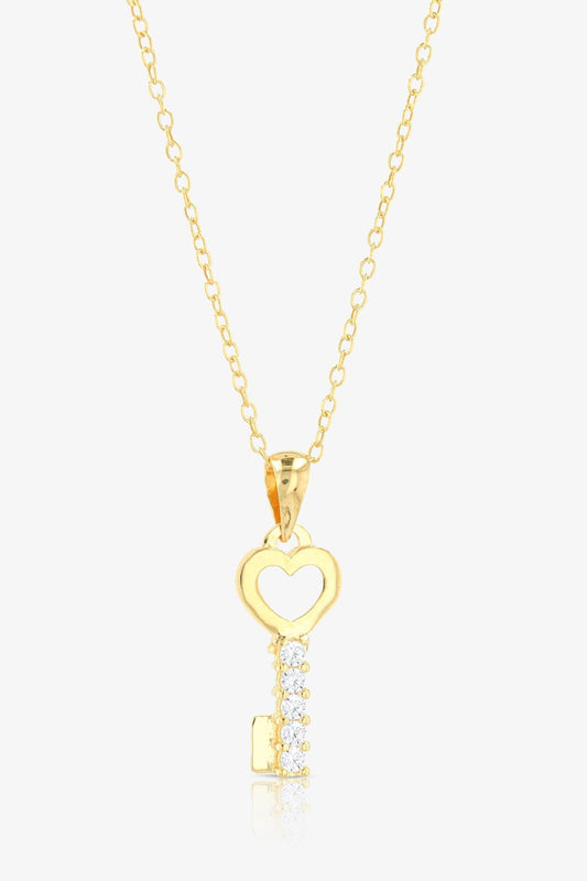 Key Heart Pendant Necklace 14k REAL Gold - Eat.Read.Love.