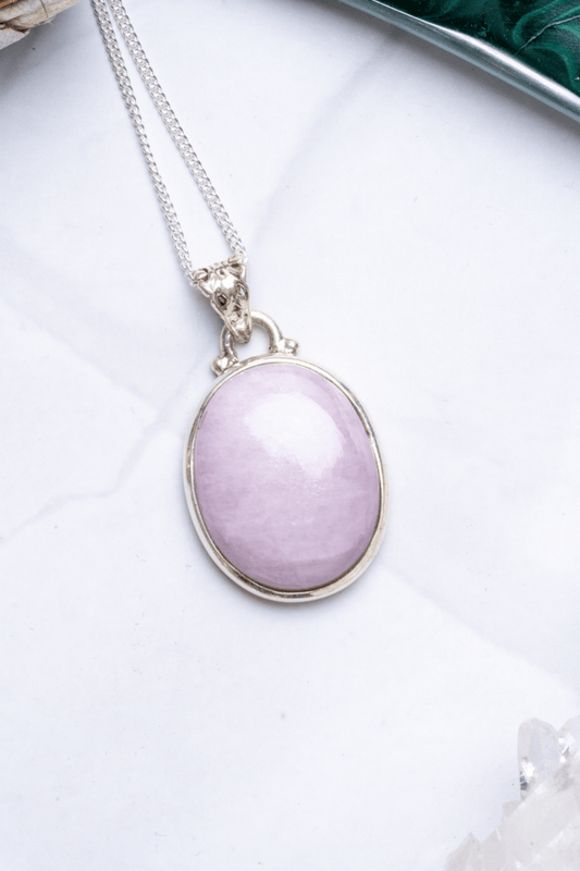 Kunzite Necklace Polished Pendant Sterling Silver - Eat.Read.Love.