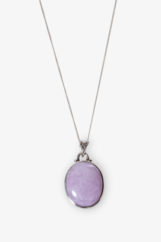 Kunzite Necklace Polished Pendant Sterling Silver - Eat.Read.Love.