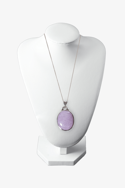 Kunzite Necklace Polished Pendant Sterling Silver - Eat.Read.Love.