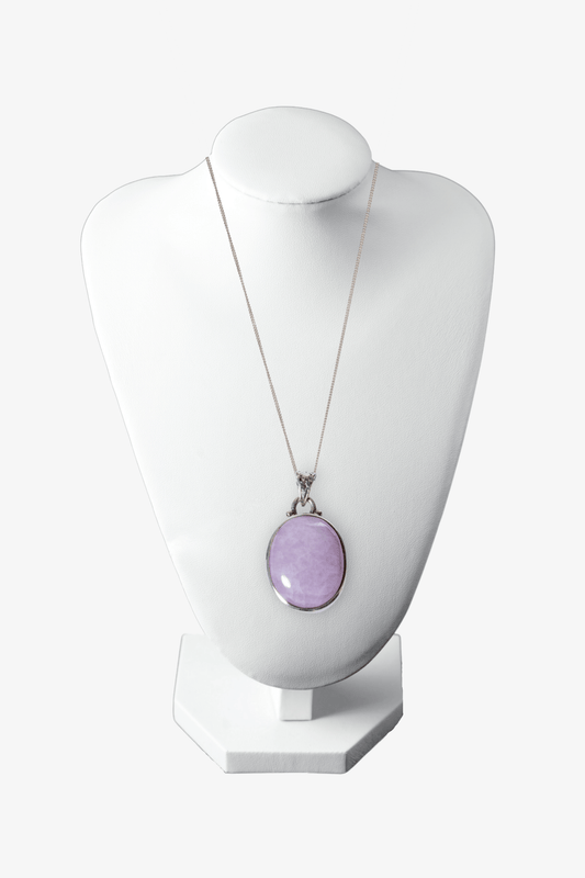 Kunzite Necklace Polished Pendant Sterling Silver - Eat.Read.Love.