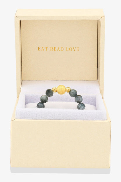 Labradorite Gold Vermeil Stretch Ring - Protection - Eat.Read.Love.