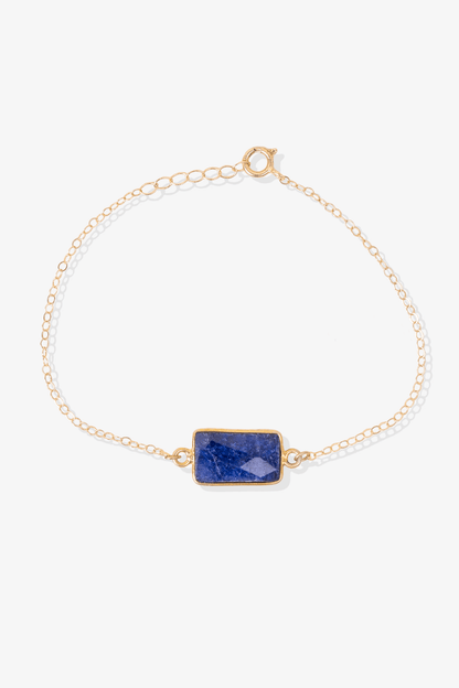 Lapis Lazuli Crystal Bracelet 14k REAL Gold - Eat.Read.Love.