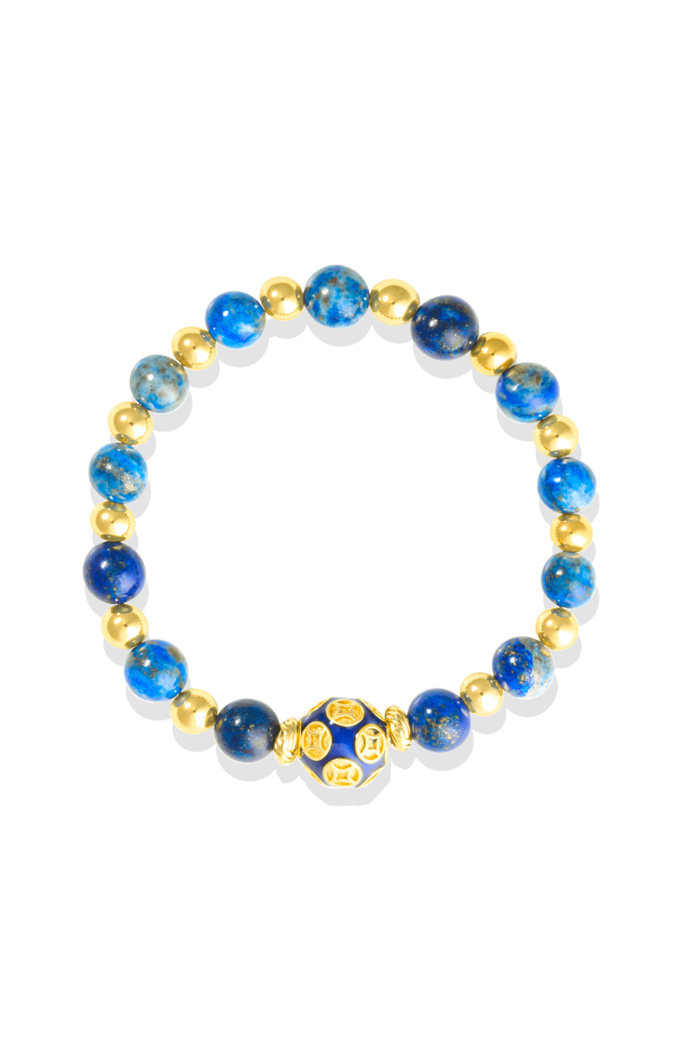 Lapis Lazuli - Love Coin Feng Shui Bracelet 18k Gold Vermeil - Eat.Read.Love.